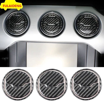 

9pcs Carbon fiber & alloy Central Air Condition Vent Outlet Trim Sticker for Ford Mustang 2015-2018 Car Styling Accessories