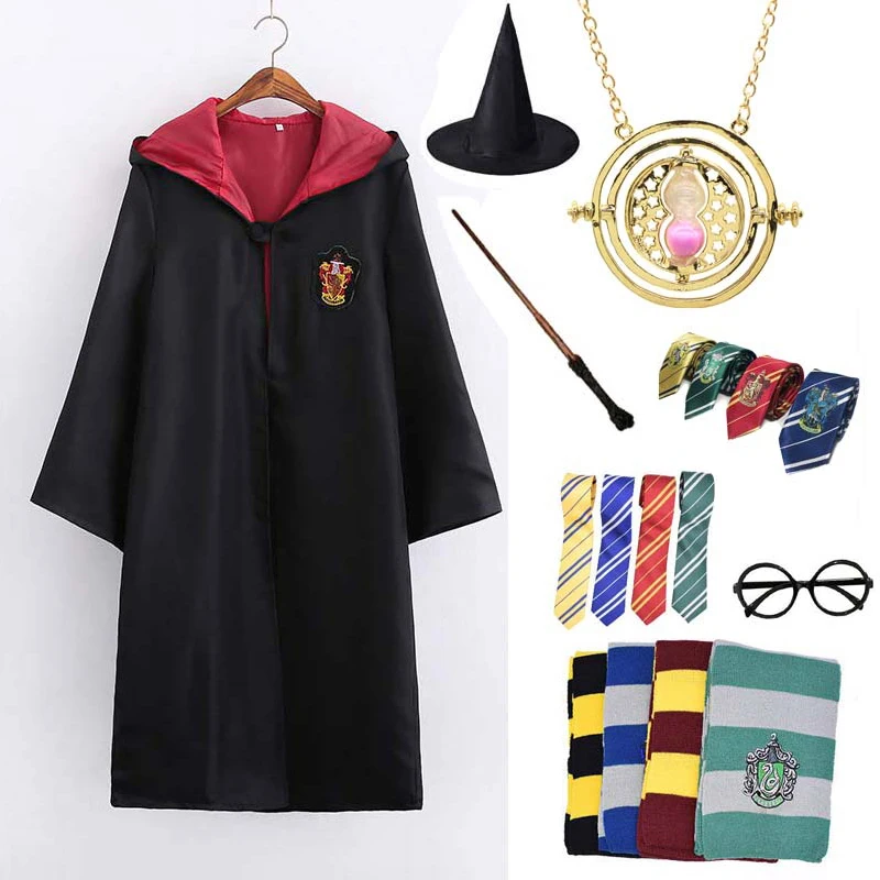 

Cosplay Godric Costume Potter Necklace Scarf Tie Magic Wand Hermione School Uniform Robe Halloween Costumes Clothes Accessories