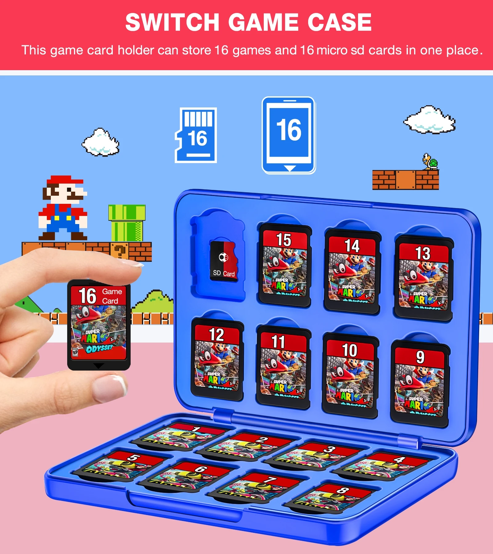 Case de Armazenamento de Cartões de Jogo para Nintendo Caixa de Armazenamento de Proteção Portátil para Interruptor Switch Oled Lite Acessórios 16 ns - Image 2