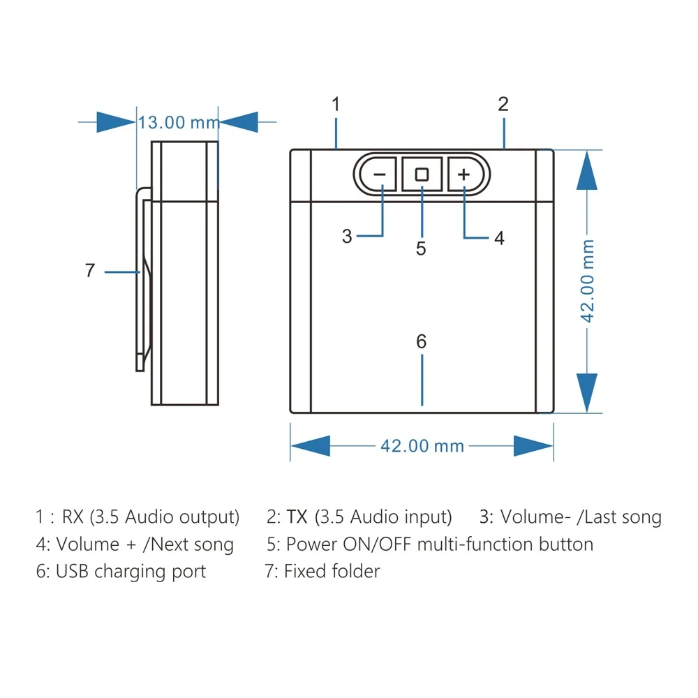 2 в 1 V5.0 Bluetooth передатчик приемник адаптер 3,5 мм AUX Беспроводной адаптеры для заднего обзора с ТВ с отслеживанием объема работы Управление кнопка