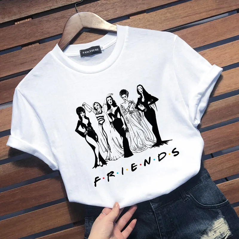 Футболка с готическим рисунком Friends Tee Harajuku женская футболка с буквенным принтом с коротким рукавом и круглым вырезом Женские топы