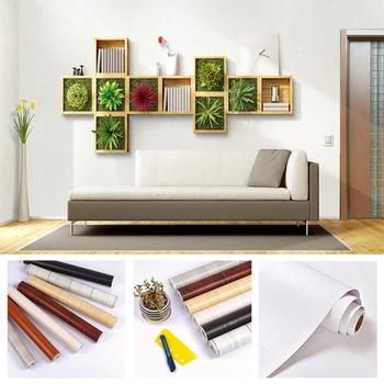 

European Style Self Adhesive Wood Grain Wallpaper Cupboard Door Desktop Home Decor PVC Thicken Waterproof Oil-proof Wallpaper