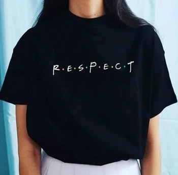 

Fashionshow-JF Respect Letter Printed Friends Series Tv Show T-shirt Cotton Unisex Women Casual Hipster Harajuku T-shirt