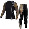 Men Thermal underwear winter long johns 2 piece Sports suit Men's Compression leggings Quick dry t-shirt long sleeve jogging set ► Photo 3/6