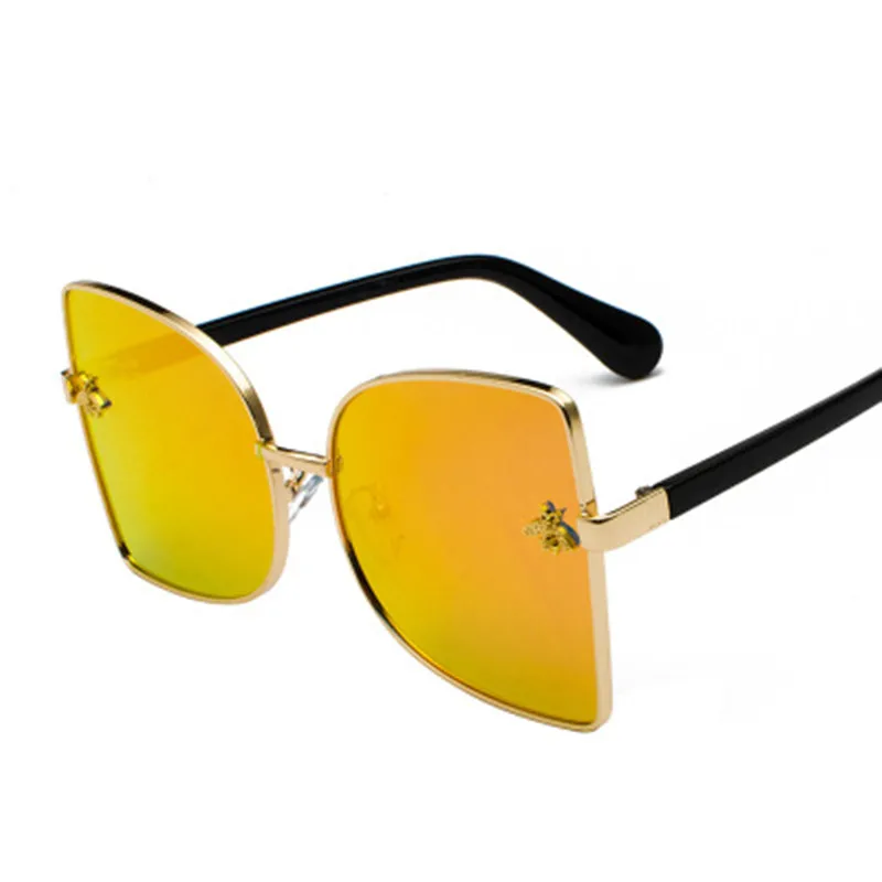 Квадратные круглые Модные женские маленькие солнечные очки в виде пчелы, цветные очки с заклепками, женские и мужские очки для путешествий на открытом воздухе, UV400 - Цвет линз: C1