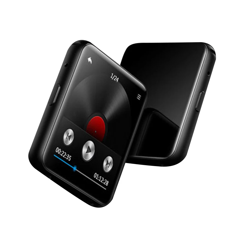Мини-клип MP3-плеер Bluetooth с 1," сенсорным экраном MP3 музыкальный плеер Портативный hifi металлический аудио плеер с FM для бега - Цвет: Черный