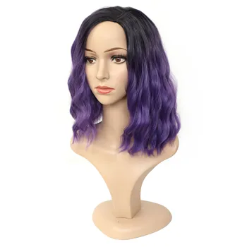 

BRIDE Short Women's Wig Hair Extension Cosplay Wig False Hair Synthetic Purple Wig Natural Coloful Party For Women With Cap