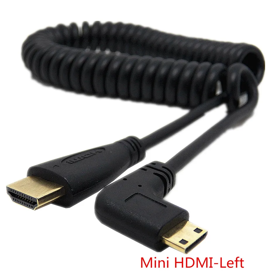 Переходник с HDMI на правый и левый Угол Mini Micro штекер растягивающийся пружинный