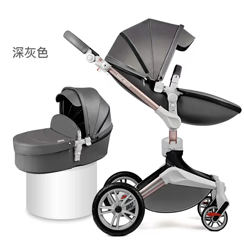 Горячая мама 2 в 1 детская коляска с люлькой хорошая детская коляска - Цвет: Темно-серый