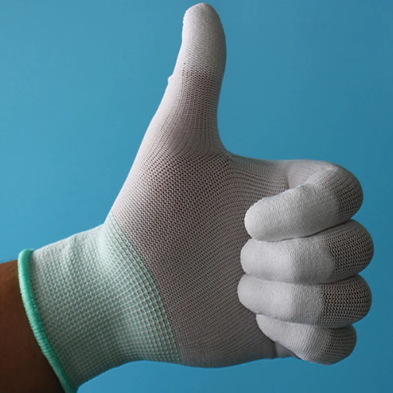 1 Pair Antistatic Gloves Anti Static ESD Electronic Working Gloves Pu Coated Palm Coated Finger Antiskid Finger Protector Glove
