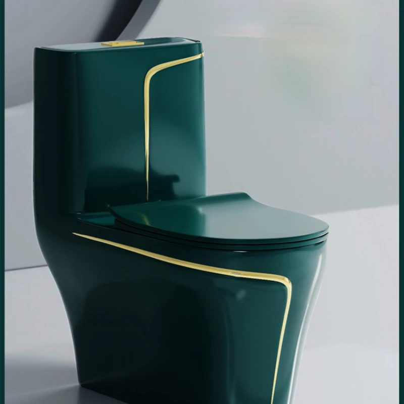 Dark Green Domestic Toilet Bathroom Color Light Luxury Toilet Siphon