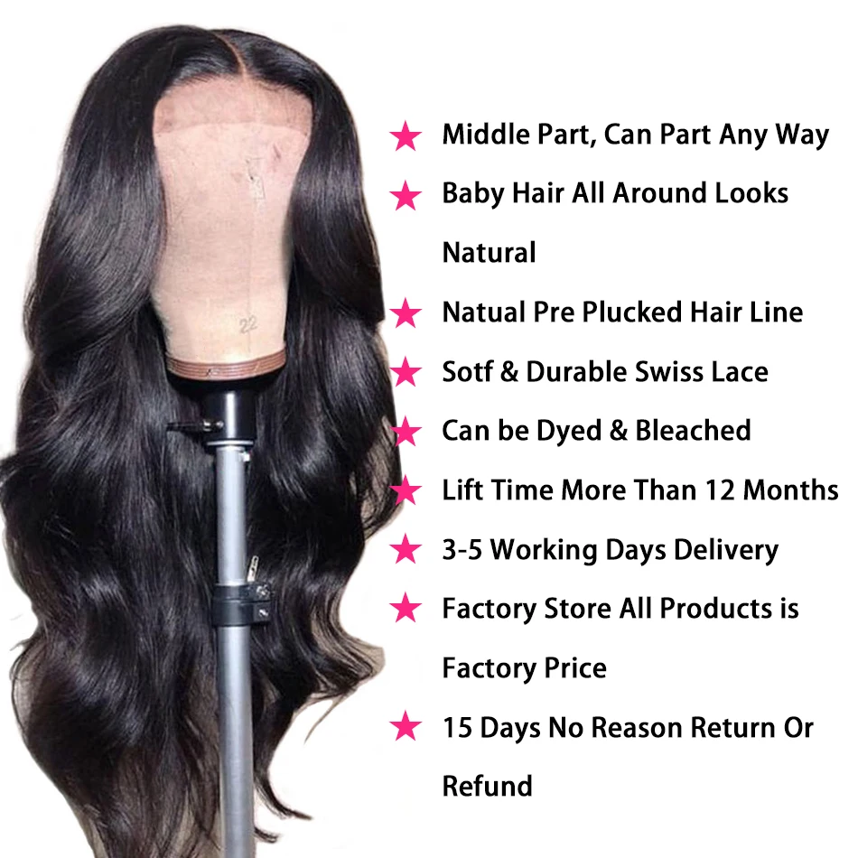 Body Wave Frontal Wig Human Hair Pre Plucked Bleach knots wigs 360 Lace Frontal Wig  