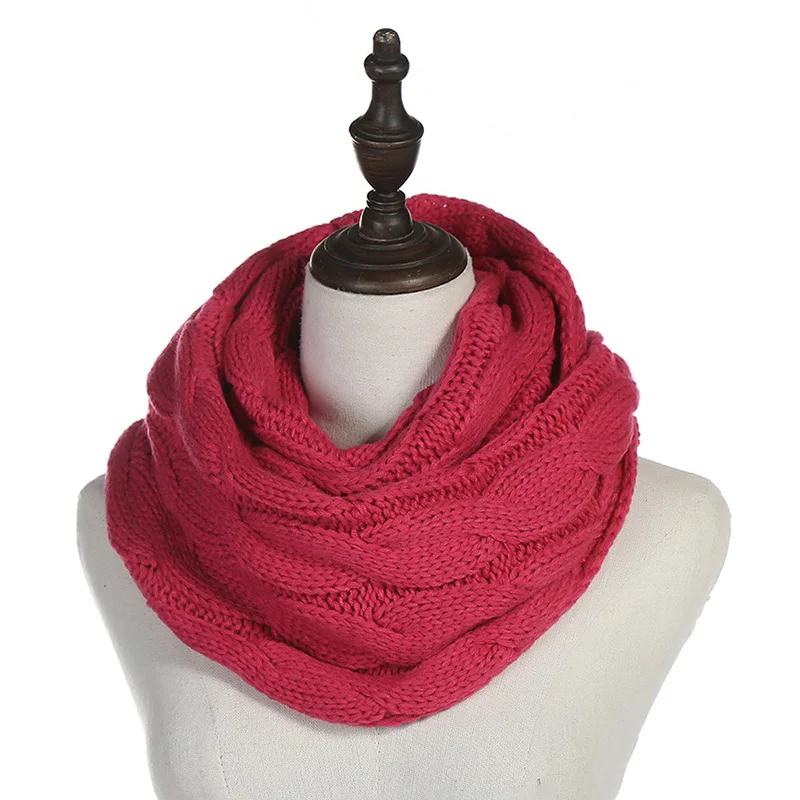 thumbnail image 1 of Nueva bufanda infinita de lana tejida con cable de color sólido para mujer, bufanda de invierno con cuello vuelto, bufandas circulares AC041, 1 of 5