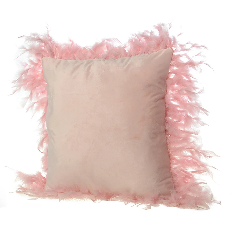 Soft Fur Plush Throw Pillow Case Cover Feather Velvet Waist Cushion Cover Pillowcase Home Bed Room Comfort Decoration 45x45cm