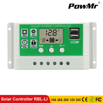 

PowMr 30/20/10A Solar Charge Controller Lithium Battery PWM 12v 24v Auto With LCD Display Dual USB Solar Regulator 2020 Hot