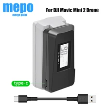 Para dji mavic mini 2 qc3.0 carregador rápido bateria de carregamento usb com tipo c cabo led carregador para mavic mini 2 zangão acessórios