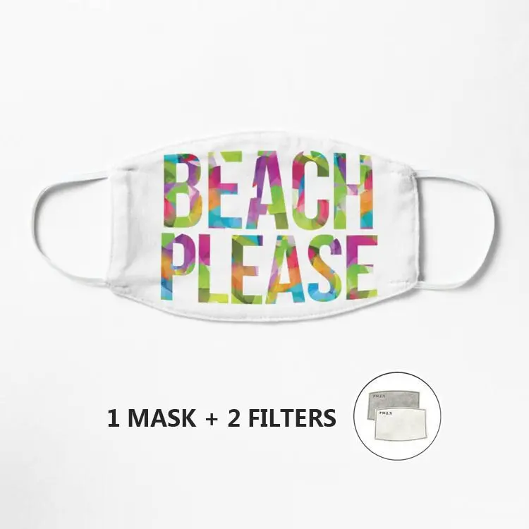 BEACH PLEASE Geometric TYPOGRAPHY Mask Cartoon Print Face Reusable Children Fabric Dust Mascarilla | Аксессуары для одежды