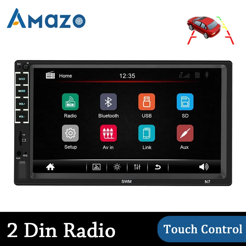 N7 2 Din автомагнитола " HD сенсорный экран авторадио FM Bluetooth AUX-IN USB рулевое колесо управление мультимедийный плеер камера заднего вида