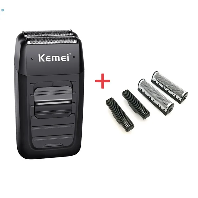 Add Knife net Перезаряжаемая Беспроводная Бритва Kemei для мужчин с двумя лезвиями, возвратно-поступательная Бритва для бороды, многофункциональный мощный триммер для ухода за лицом - Цвет: Add Knife net