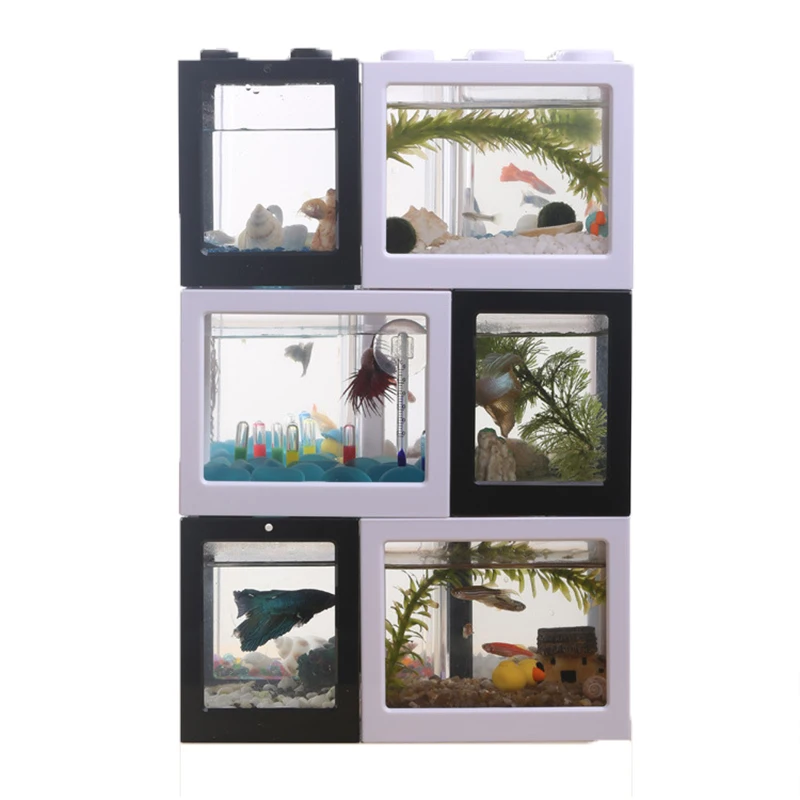 Title 6, 7 Color Mini Aquarium Betta Fishbowl Creative C...