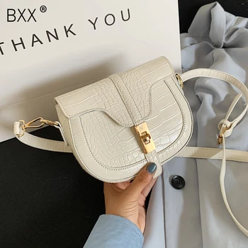 

[BXX] Stone Pattern PU Leather Small Shoulder Saddle Bags For Women 2020 Shoulder Handbags Female Travel Totes Lady Bag HM297