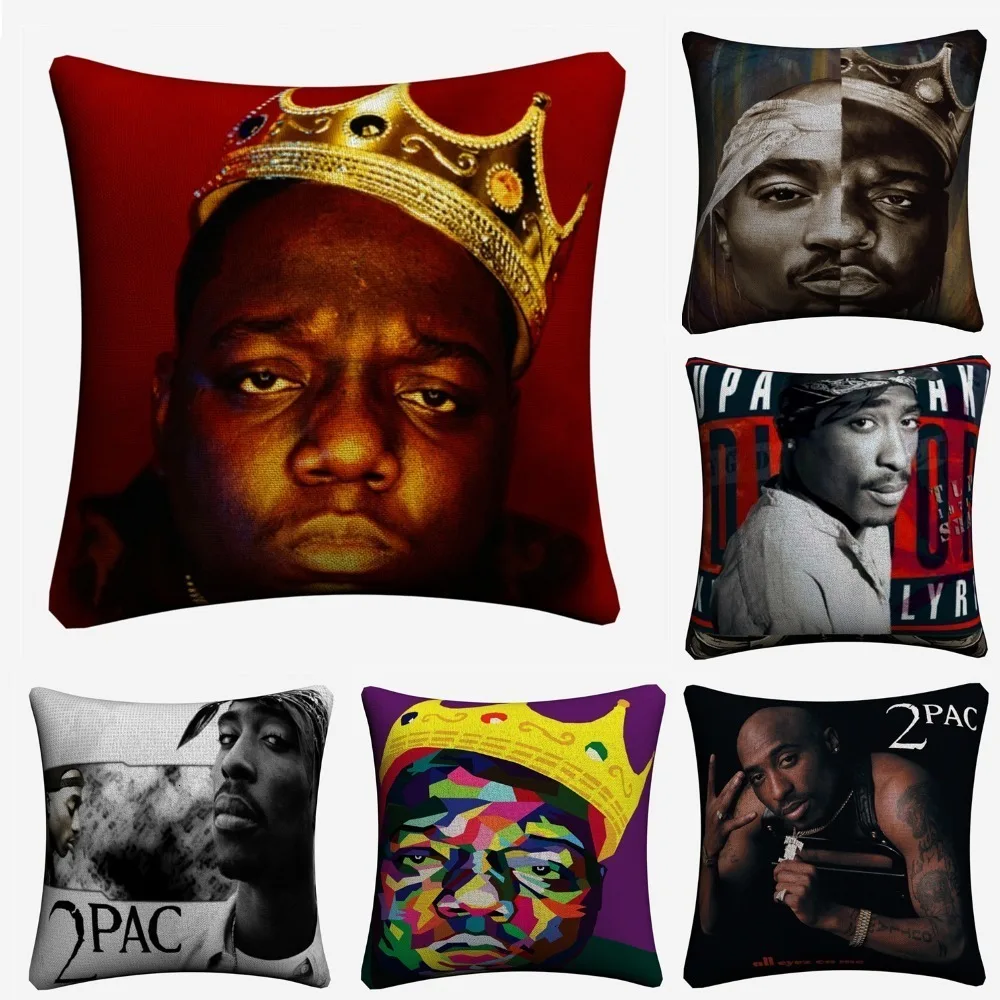 2pac Biggie Hiphop Music Decorative Pillow Case For Sofa 45x45cm