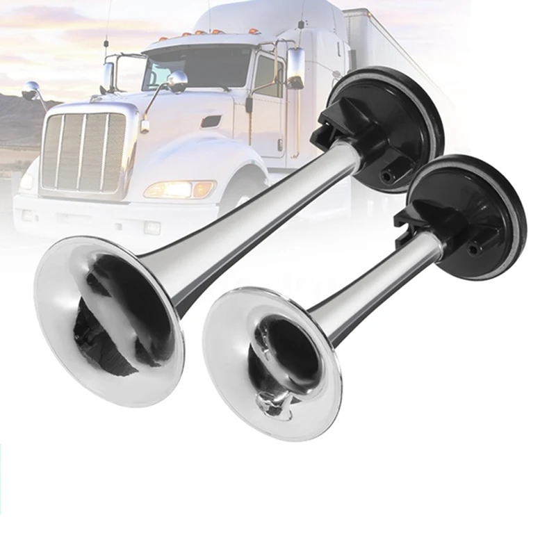 

2PCS Air Horn Dual Trumpet Air Pump Air Horn Pipe Car Truck Train Boat