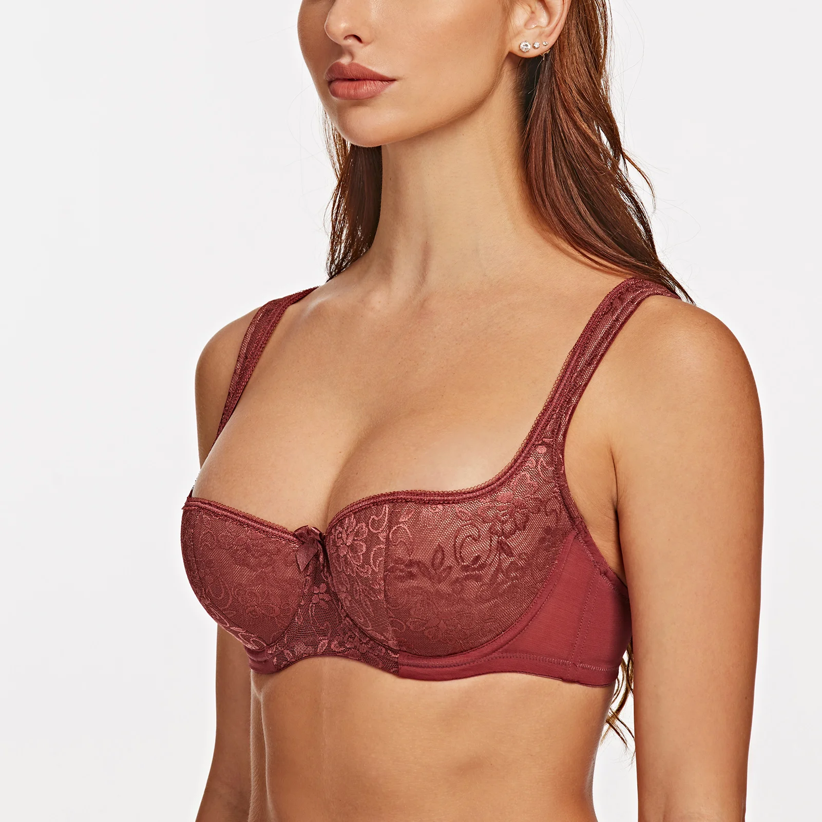 Padded balconette bra Woman, Red