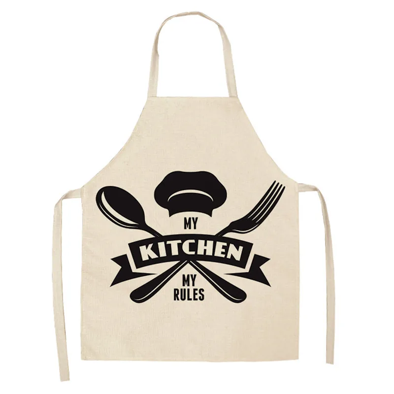 Letter Apron Black White Geometry printed Kitchen Aprons Cotton Linen Women sleeveless Bibs Household Cleaning Home Cooking