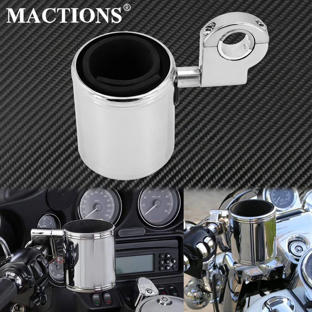Universal Motorcycle Cup Holder With Perch Mount – Fits Dyna, Softail, Touring, Goldwing GL1800