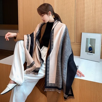 

Female tassel Scarf Women Cashmere-like Scarves Long Shawl Wrap Blanket Warm Autumn Winter scarfs women cloak Poncho cape