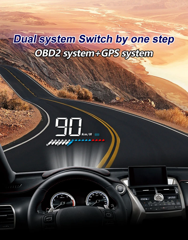 Автомобильный дисплей, аксессуары для электроники M7, автомобильный HUD OBD gps, автомобильный дисплей на лобовое стекло, скоростной проектор для предупреждений, сигнализация