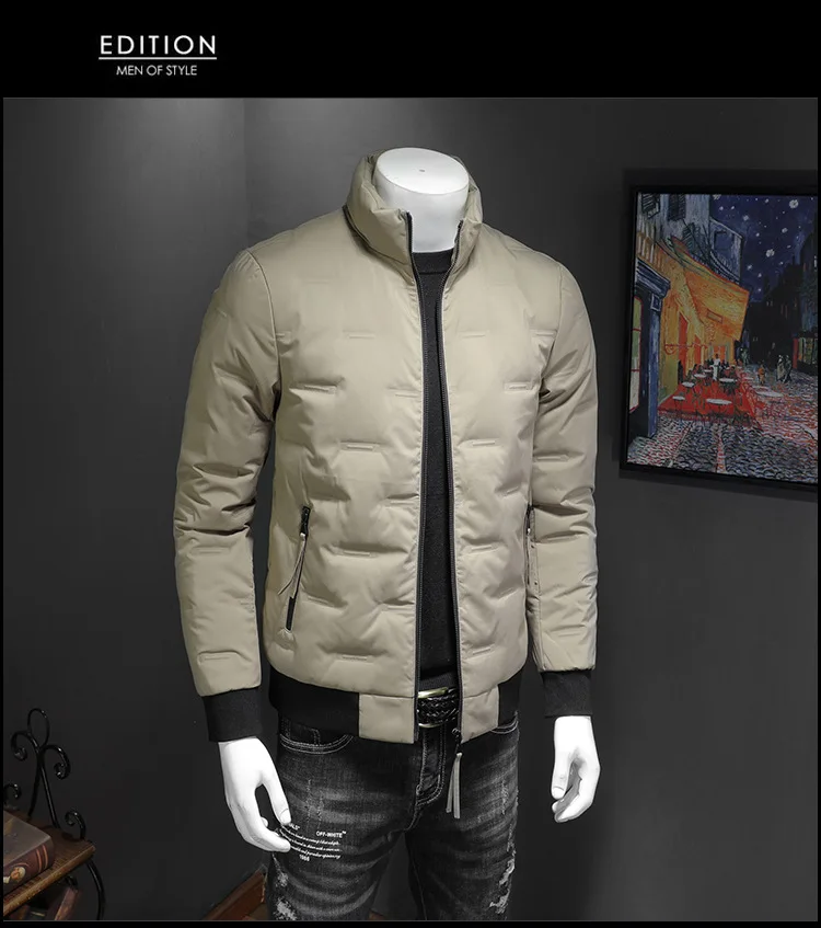Fanwo Fw2185 Winter New Style Trend Men Solid Color Large Size Stand Collar Warm down Jacket Coat