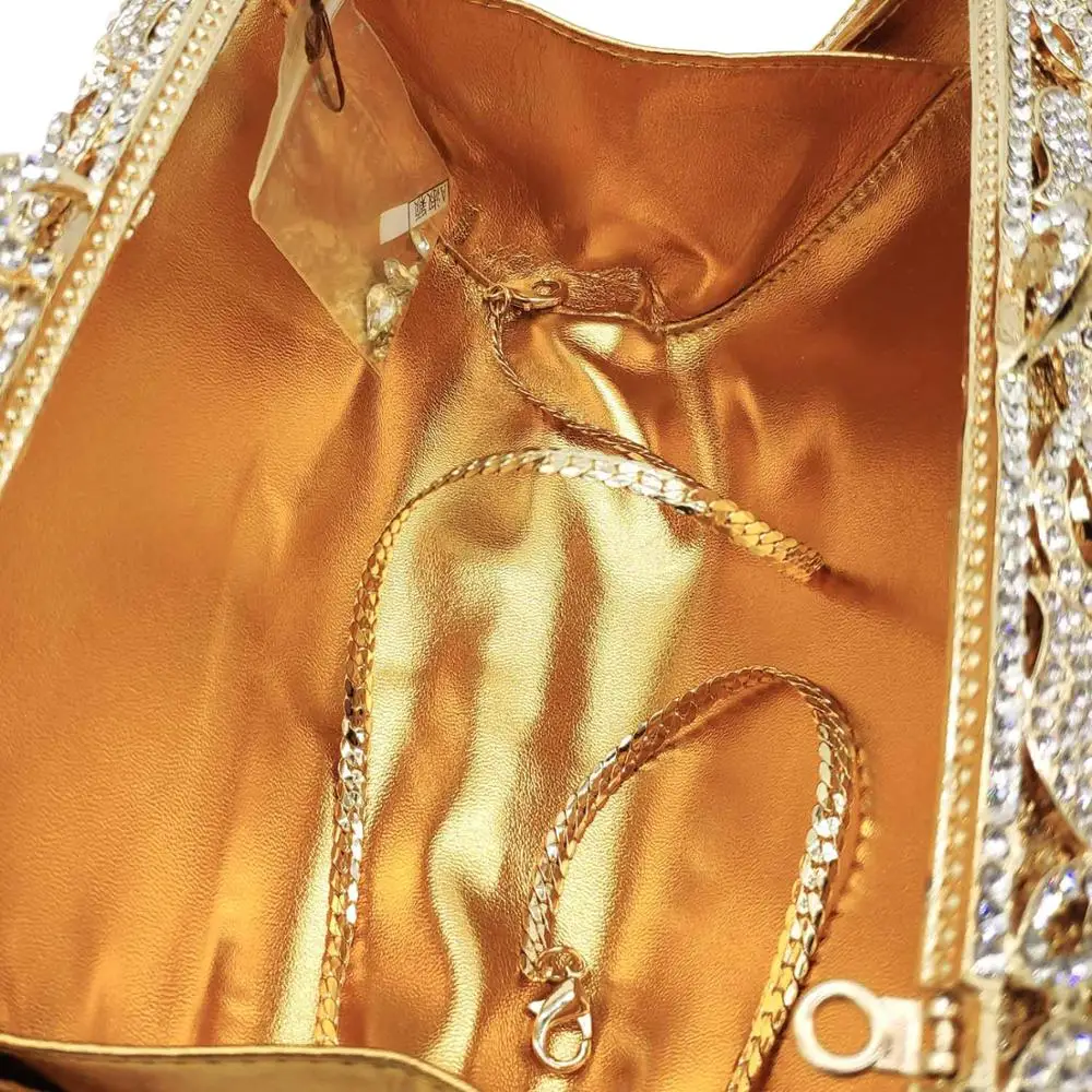 Boutique De FGG элегантный цветочный женский вечерний кошелек с золотыми кристаллами и сумочка для невесты, клатч с бриллиантами, сумка для свадебной вечеринки