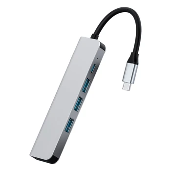 

5 in 1 Type C USB Hub USB 3.0 4K HDMI Port Adapter High-Speed PD Charging Docking Station for Office PC Notebook