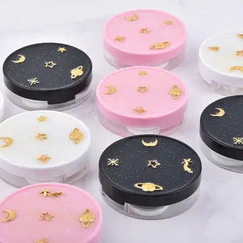 

Round Rocket Ribbon Stars Space Black With Mirror Contact Lens Case For Women Kit Container Contact Lenses Box