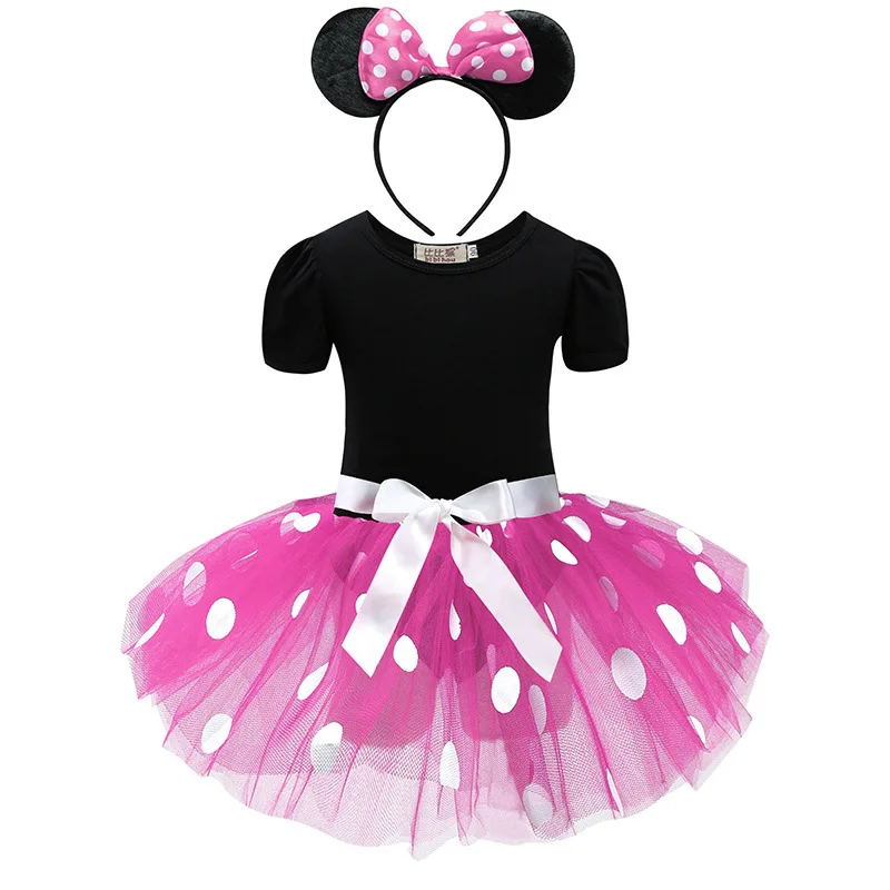 Little Kids Dress for Girls Halloween Mickey Minnie Mouse Summer Clothes and Headwear Children Birthday Carnival Party Costume