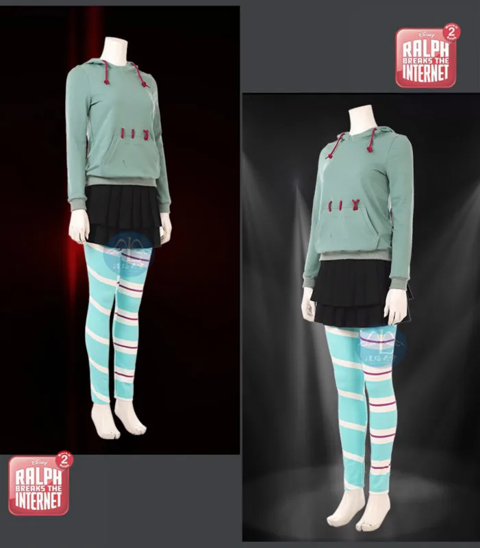 Фильм Ральф брейк интернет; Wreck-It Ральф 2 Vanellope Von Schweetz косплей костюм дети Hoddies Хэллоуин костюм