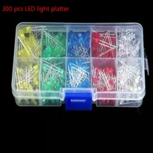 

300pcs LED assorted kit 5mm 3mm LED lights mixed colors white yellow red green blue