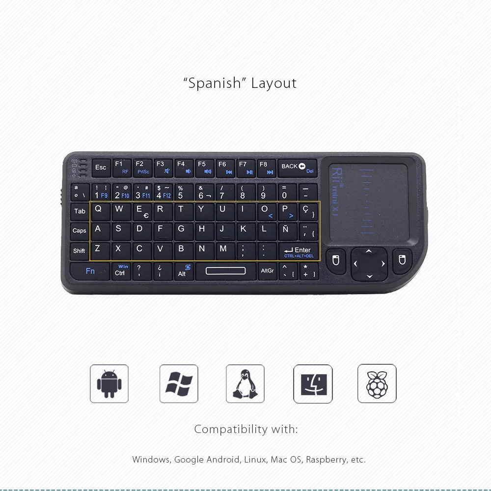 Rii Mini X1 испанская Espanol 2 4 ГГц беспроводная клавиатура Air Mouse с тачпадом для Android TV Box