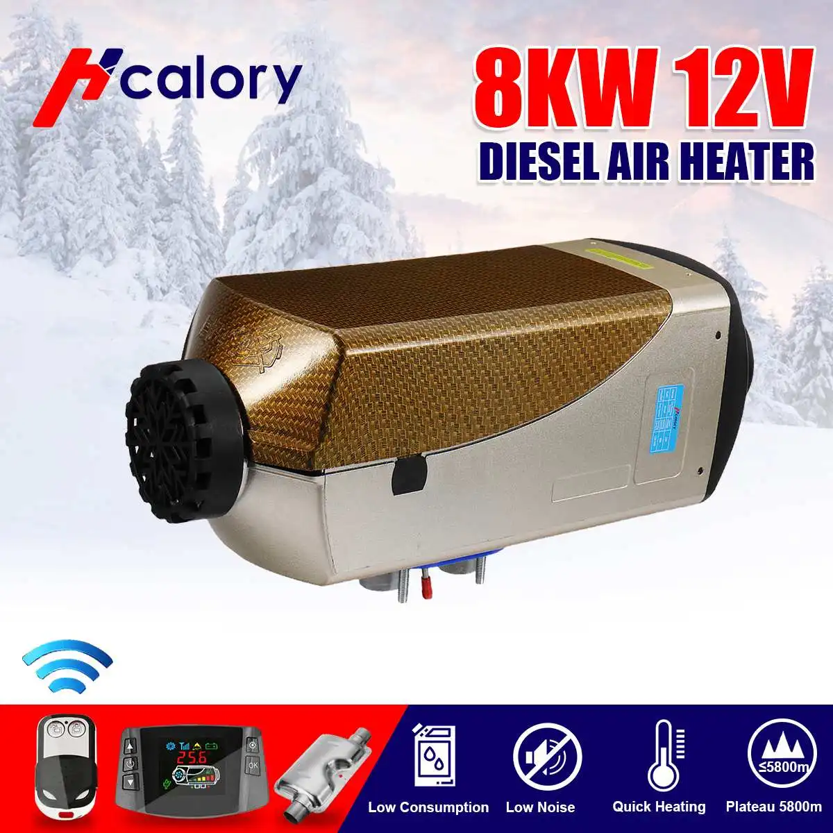 

12V 8kw Diesel Car Parking Air Heater Four-sided Liquid Crystal Switch With Remote