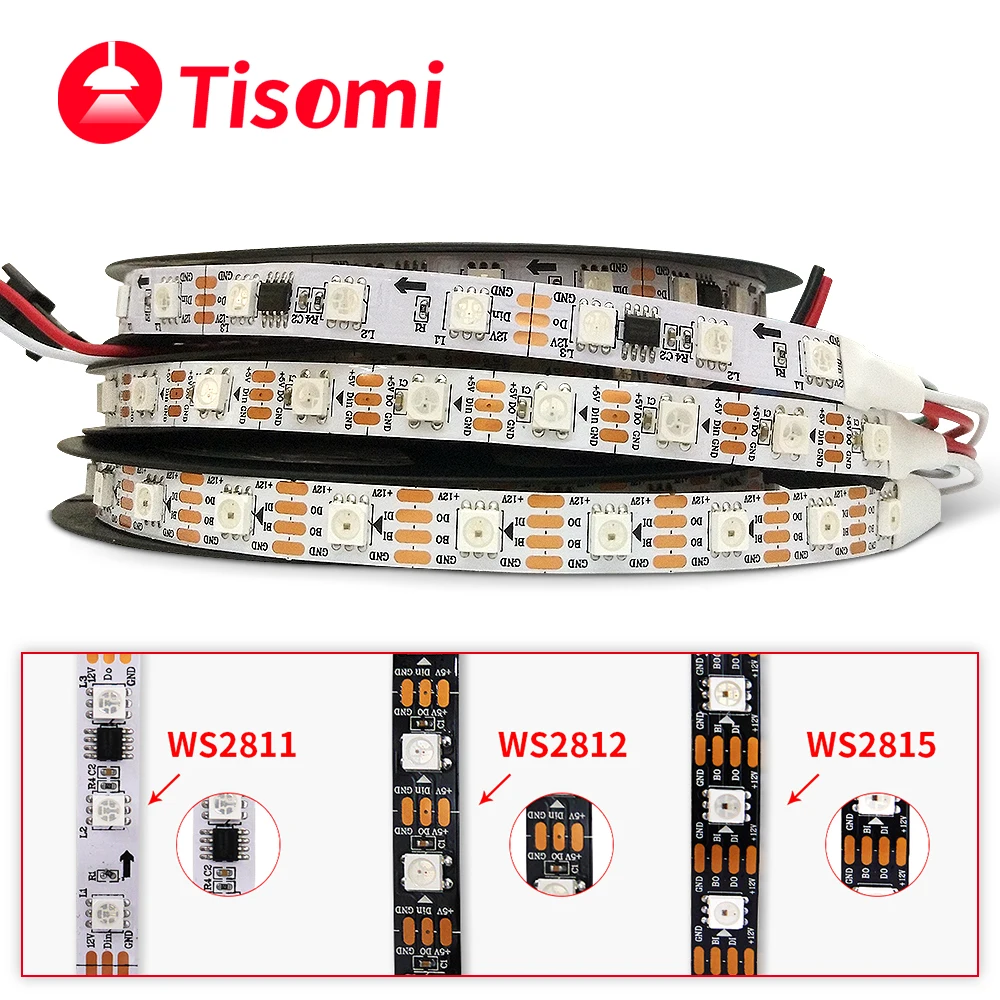 WS2815 WS2812B WS2811 Светодиодная лента WS2812 5050 ЛАМПЫ бусины неоновые умные пиксели - Фото №1