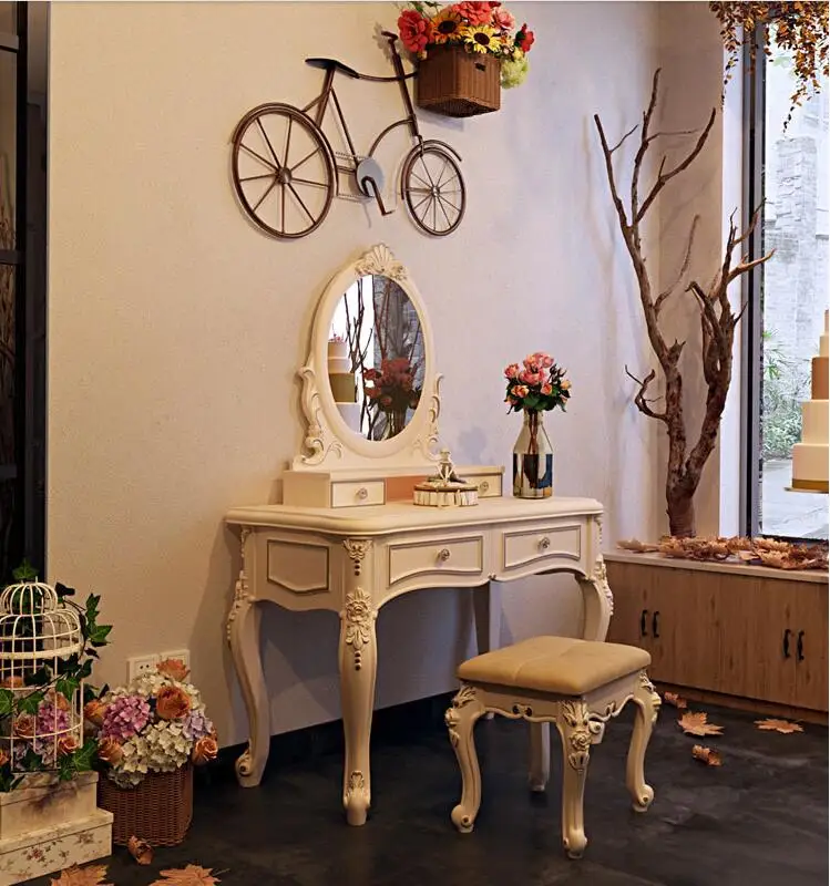 

European dressing table bedroom simple modern net red dressing table Princess dressing table furniture kc660h