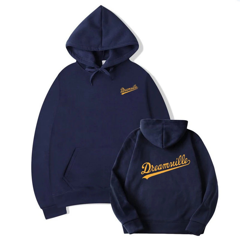 Navy Толстовки для новосов Homens в стиле хип-хоп DREAMVILLE J Cole Logotipo Com Capuz Carta Presa J Cole Com Capuz Inverno толстовки do Velo Dos - Цвет: Navy