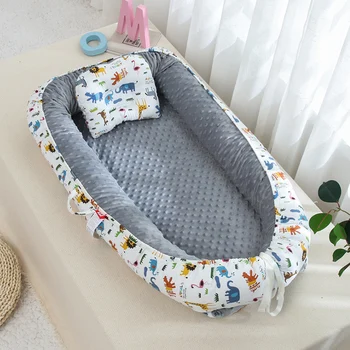 

90*50cm Portable Toddler Bed Cradle Baby Bassinet Bumper Folding Sleep Crib Baby Nest for Newborn Play Mat Travel Bed