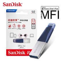 Sandisk iXPAND флеш-накопитель USB 3,0 64 ГБ флеш-накопитель 128 ГБ usb-носитель Флешка OTG для iphone/ipad/ipod/pc