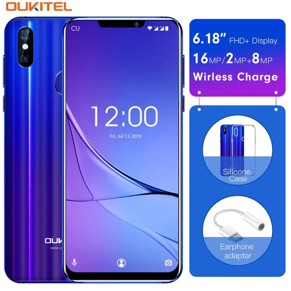 OUKITEL U23 6,1" дисплей с зазубриной Android 8,1 мобильный телефон MTK6763T Helio P23 Восьмиядерный 6G 64G беспроводной заряд лица ID смартфон
