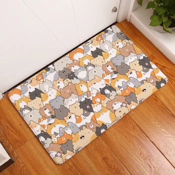 

Cuteness Pug Corgi Sloth Floor Mats Dog Cat Fox Squirrel Porch Carpet Decoration Living Room Rugs 40-60CM Coral Fleece