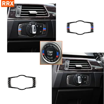 

For BMW 3 Series E90 E92 E93 2005-2012 Carbon Fiber Headlight Switch Button Frame Sticker Dashboard Trim Cover Car Accessories