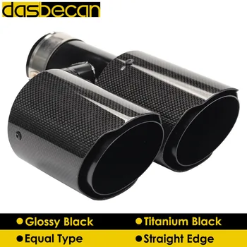 

Dasbecan Equal Glossy Black Carbon Fiber Exhaust Pipe Car Dual Muffler Exhaust Tips for AK Stainless Steel End Tip Universal